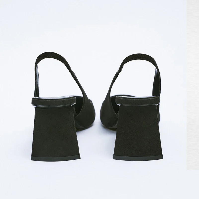 TRAF Black Heeled Heels Women Pumps 2022 Office Lady Heels Pointed Toe Mules Elegant Party Female Pumps Luxury Brand Woman Shoe