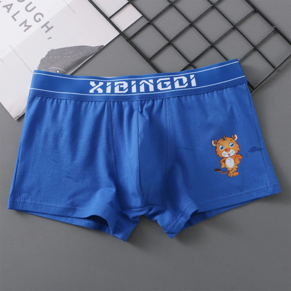

Cartoon Tiger Print Shorts Men Cotton Boxer For Yough Boys Briefs Teen Underwear Pouch Stretch Breathable Sport Trunk Underpant