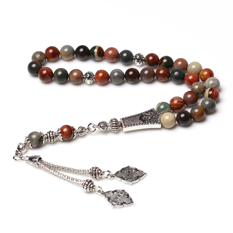 

High quality Islam prayer beads 33 marine agate natural stone tasbeeh misbaha