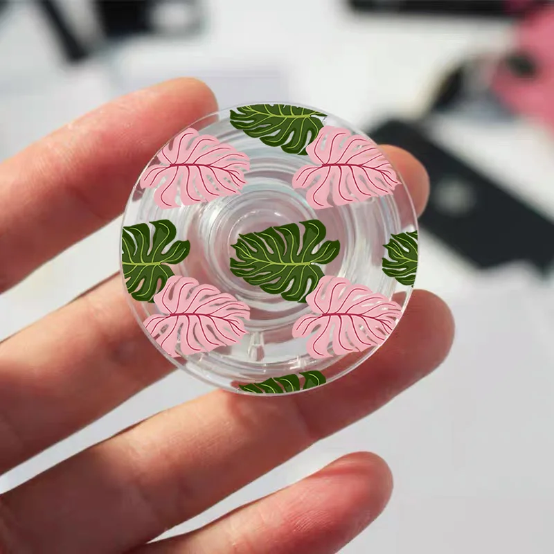 Зеленое растение плаценты банана Складная подставка для мобильного телефона с удерживающим механизмом для IPhone13 Samsung Huawei Милый прозрачный кронштейн Griptok на.