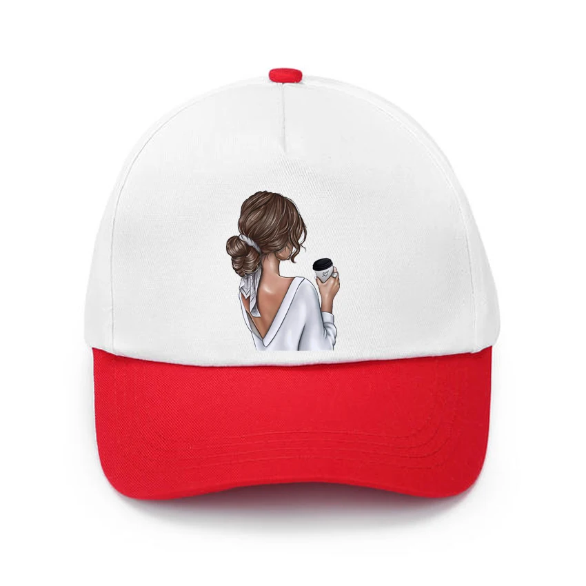 

Cartoon Graphic Coffee Sweet Girl Print Custom Made Hat Baseball Cap Adjustable Children Hat Boys Baby Girls Sun Hat Hip Hop Hat