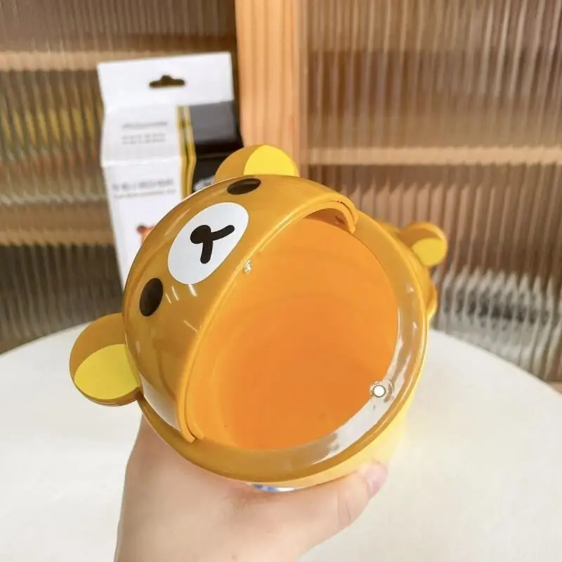 Фото Настольная мусорная корзина Rilakkuma в форме чашки с откидной крышкой, декоративный органайзер для хранения, автомобильный контейнер для мусора, подарок на день рождения №4