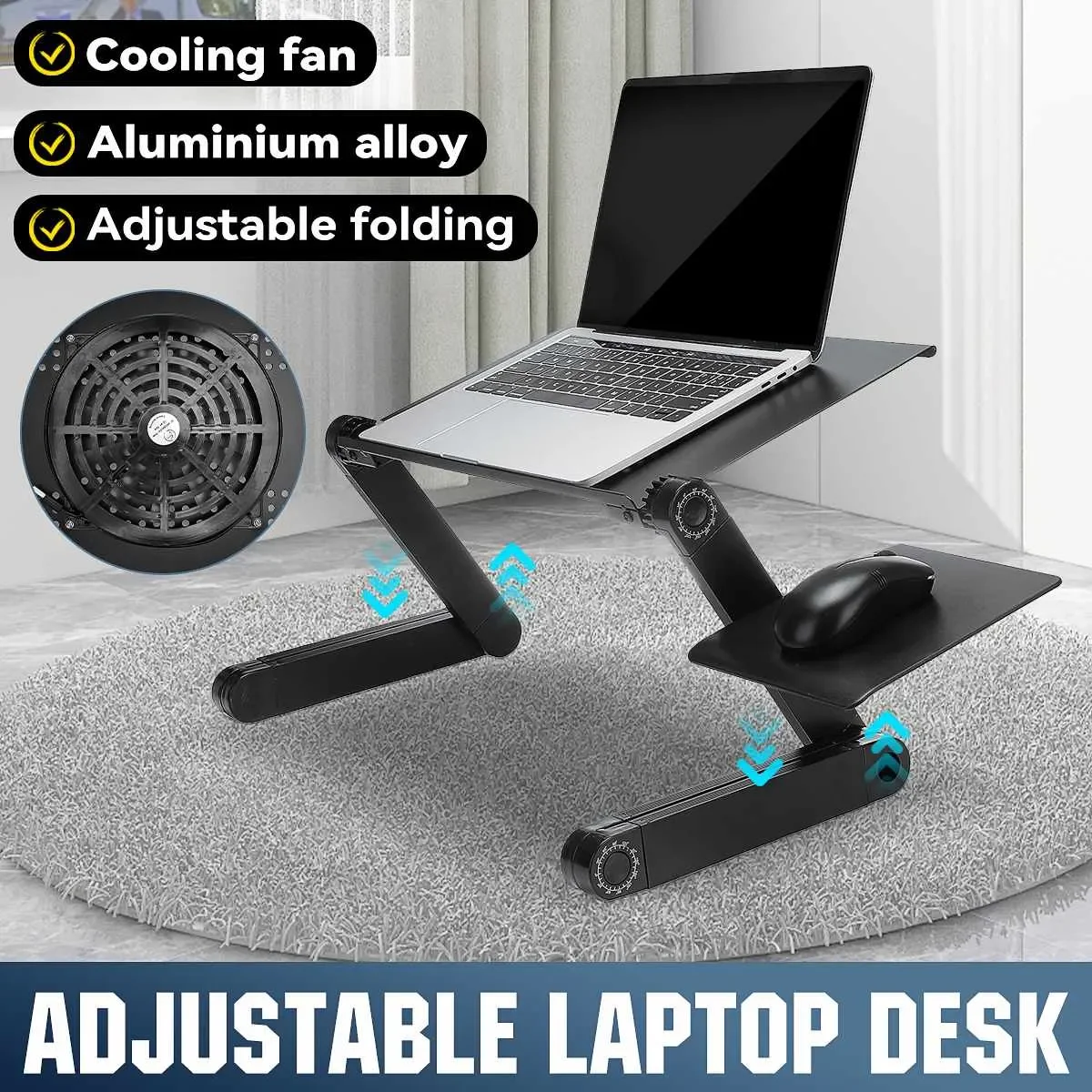 

Table Stand With Adjustable Folding Ergonomic Design Stand Notebook Desk For Ultrabook, Netbook Or Tablet With Mouse Pad