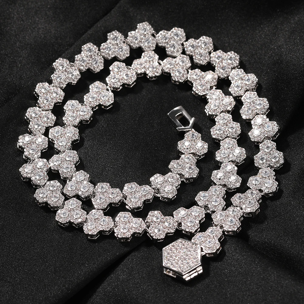 Ожерелье UWIN с сотовой цепью 10 мм роскошное украшение инкрустацией фианитами