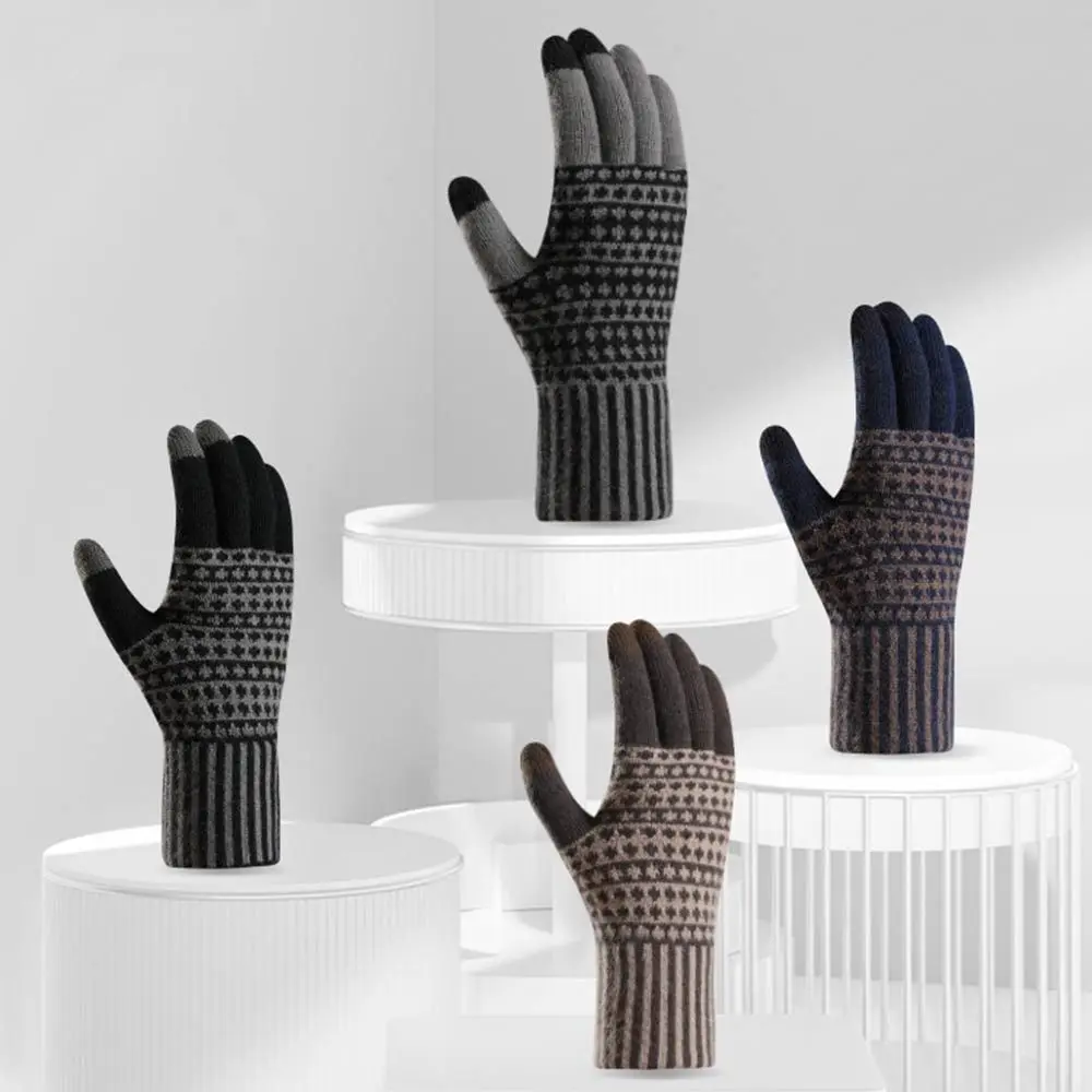 

Теплые Варежки Унисекс для вождения и улицы, флисовые плотные вязаные перчатки, зимние перчатки