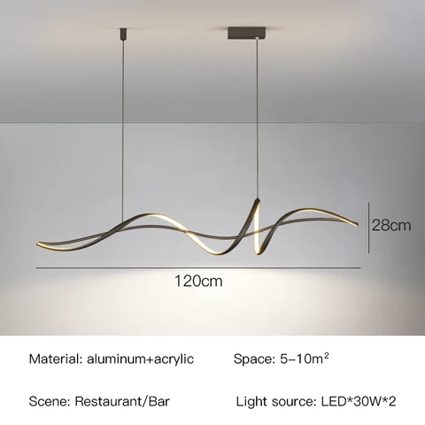 Современный минималистический подвесной светильник для столовой, кухни, бара, гостиной, спальни, черная изогнутая люстра, дизайнерский подвесной светильник