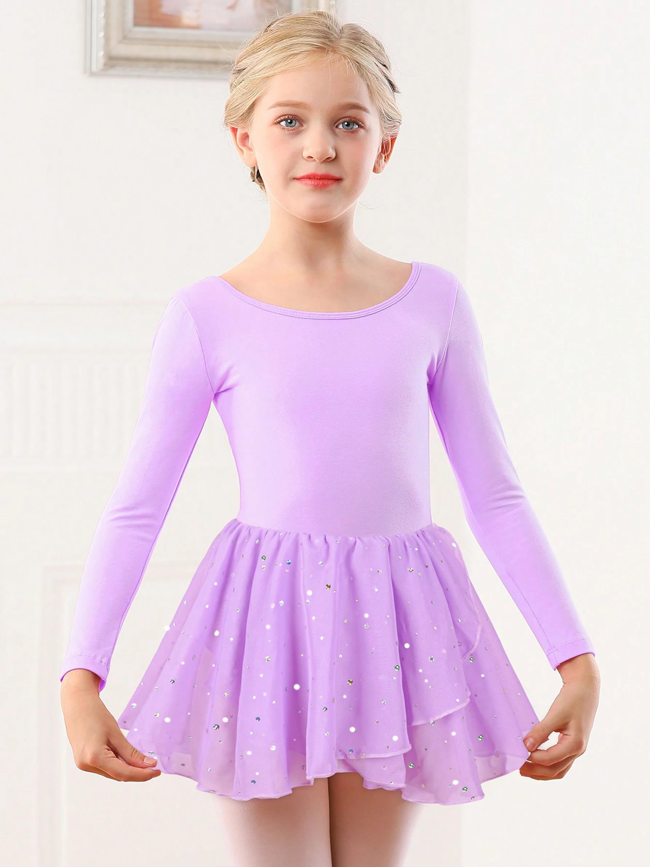 Балетное трико с длинным рукавом для девочек танцевальные платья перекрестной