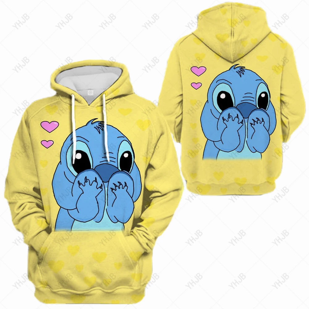 

2023 Turtleneck Hoodie Disney Stitch Funny Women Harajuku Cute Lilo and Stitch Anime Sweatshirt Manga Streetwear Hoody Female