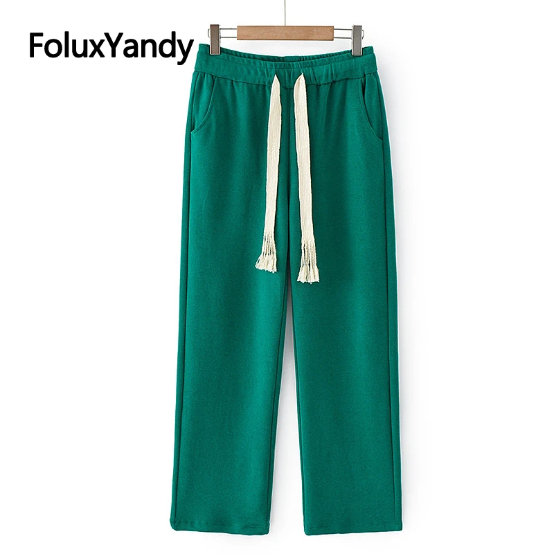 

Loose Women Pants Plus Size Trousers Solid Casual High Waist Straight Pants KKFY5848