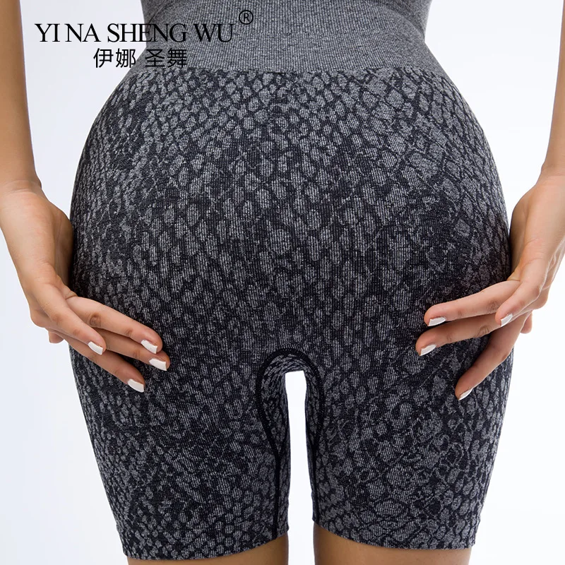 Женские спортивные шорты со змеиным принтом для йоги облегающие Леггинсы с