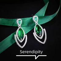 foydjew new simulation emerald drop earrings european american fashion exaggerated geometric long pendant earring for women