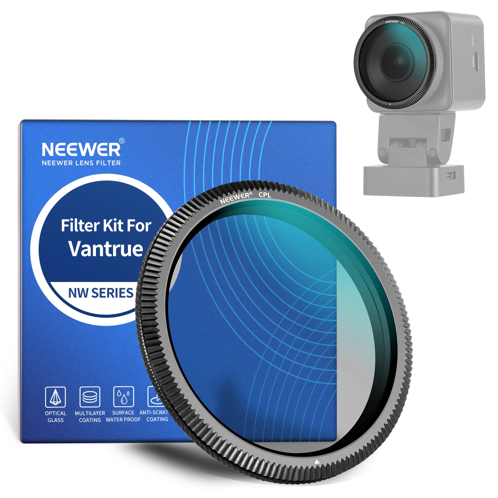 Фото Фильтр NEEWER 40 мм CPL для видеорегистраторов Vantrue N4 Pro, N5, E1Pro, E1, E2, E3, E1Lite, S1 Pro, N2X, ультратонкий круговой поляризационный фильтр №1