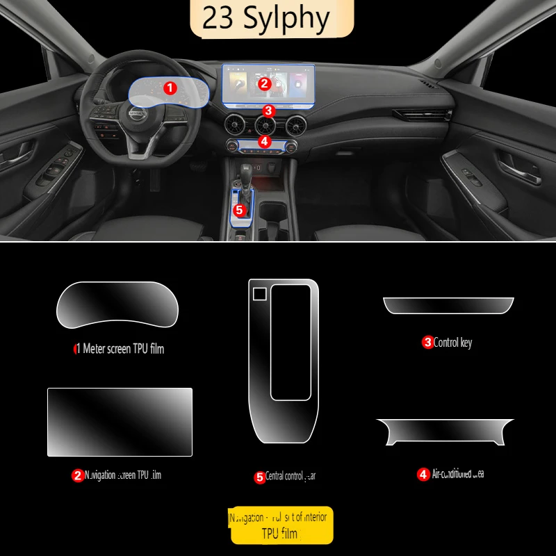 Прозрачная пленка из ТПУ для 2023 Nissan 14th Sylphy центральная консоль защита экрана