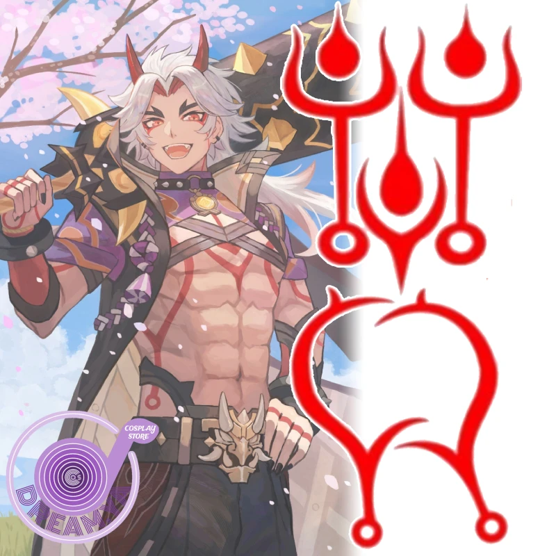 Arataki Itto татуировка наклейка Genshin Impact Game временная поддельная флэш-тату переводная