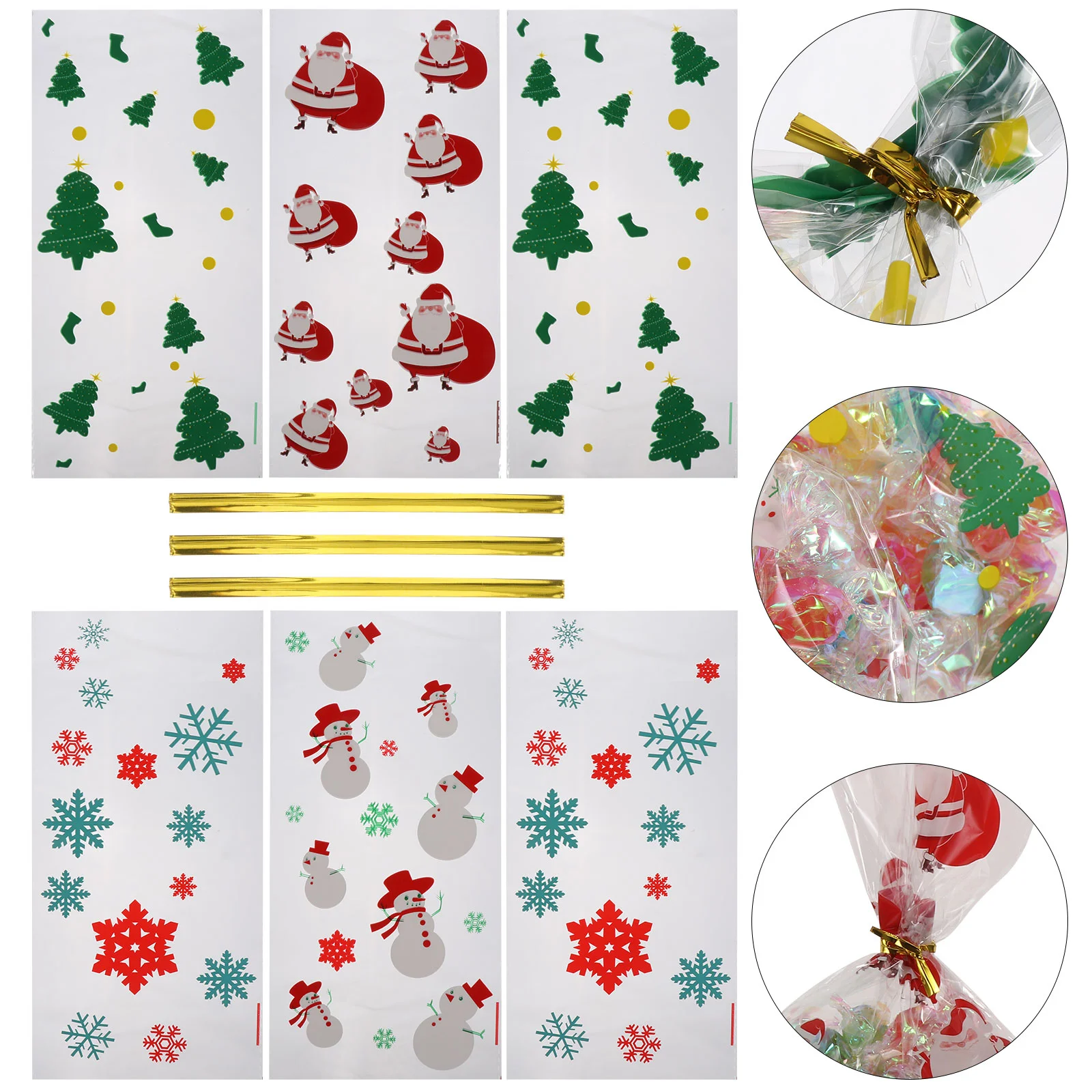 

Christmasbag Candy Partycellophane Treat Wrap Snack Favor Goodies Cookie Gift Givingflat Storage Cleartie Dessert