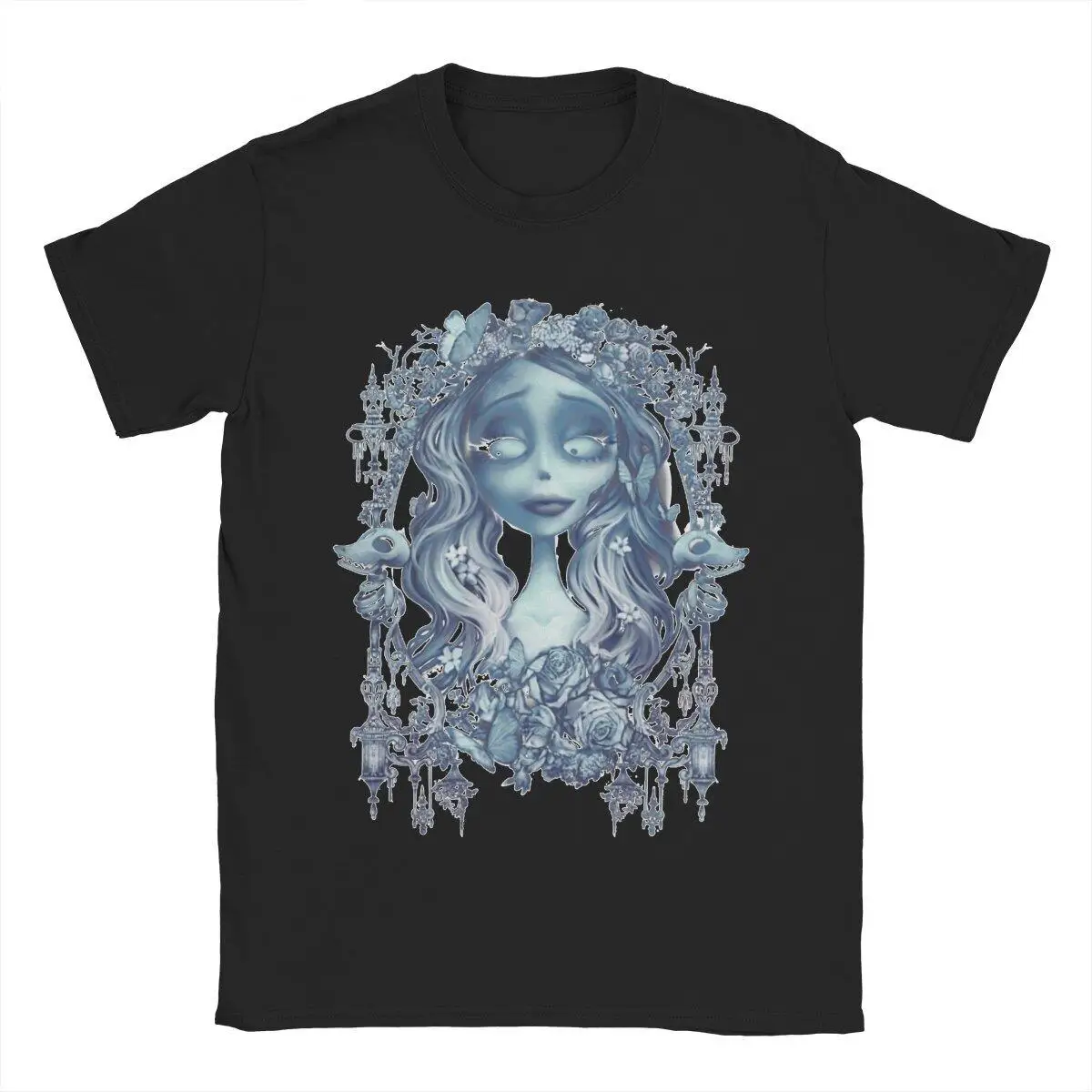 Corpse Bride Horror Halloween T-Shirts for Men  Vintage Pure Cotton Tees Crew Neck Short Sleeve T Shirt Plus Size Clothes