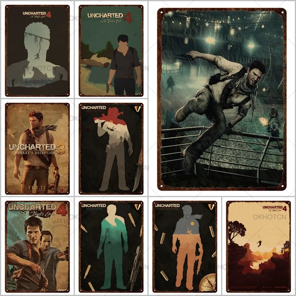

Uncharted 4:a Thief End.classic Game Video Tin Sign Posters Metal Print Plates Pub Bar Sign Wall Decor Metal Tin Sign Plaques