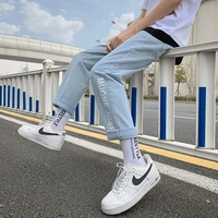 hipster jeans harlan pants for men summer thin straight leg loose stretch versatile small foot nine minute pants