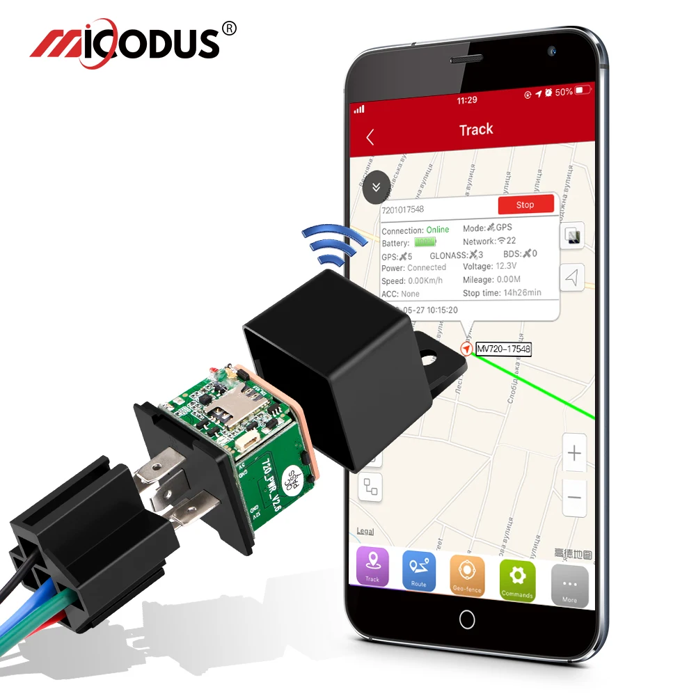 MiCODUS Relay GPS Tracker Car MV820 9-90V Cut Off Fuel Mini GPS Tracker For Car Realtime Track Vibrate Alert FREE APP