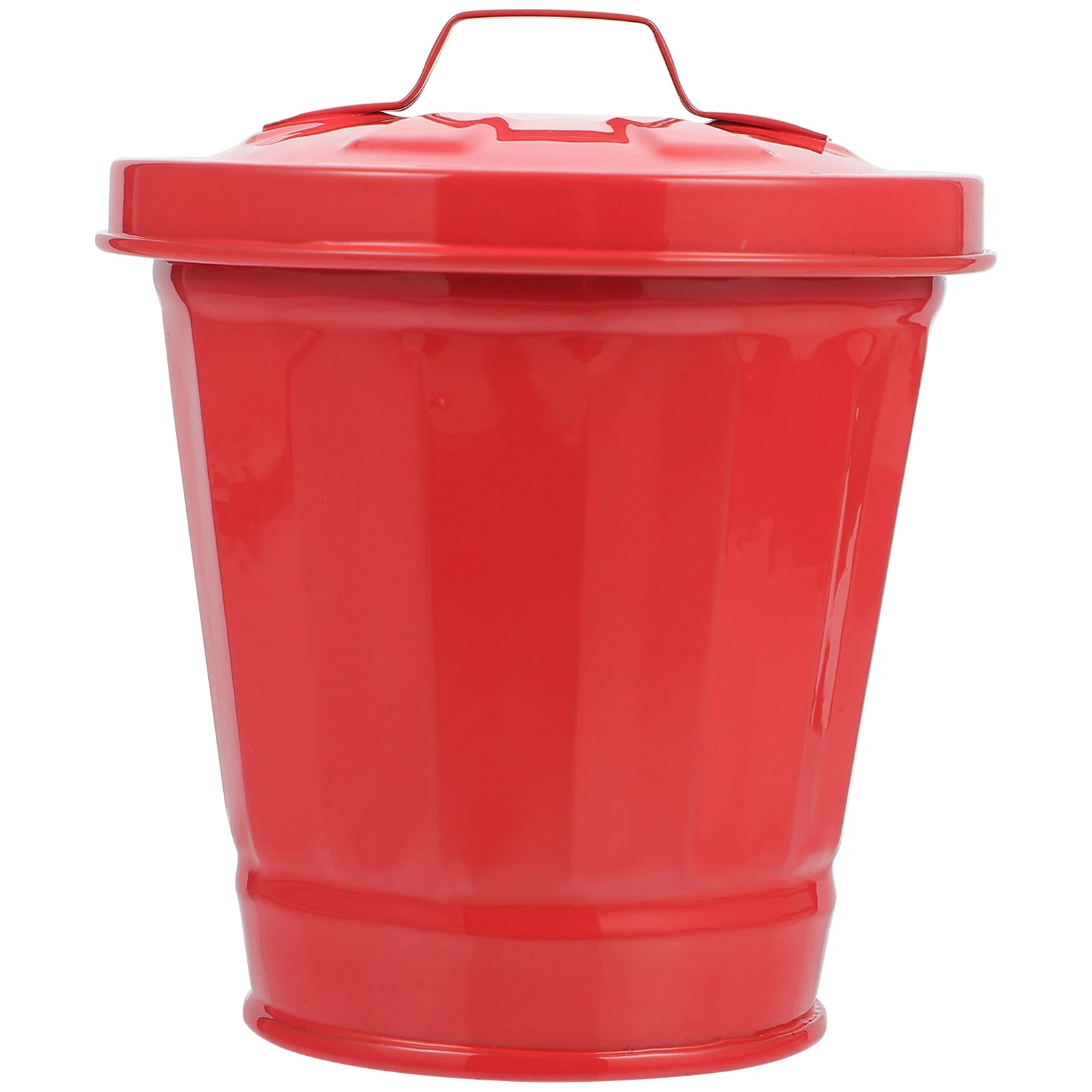

Container Box Metal Utility Pail Iron Flowerpot Desk Garbage Bin Debris Storage Lid