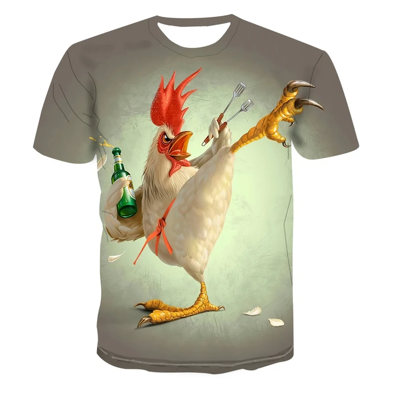 

Summer Men's 3D Printed Gold Rooster Graphics Oversized T -shirt, O Collar Fashion Casual Personality Top Short Sleeves.
