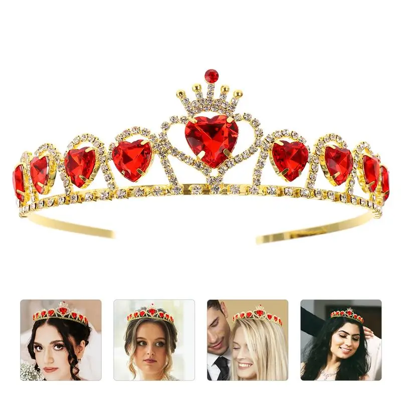 

Wedding Hair Tiara Bridal Peach Heart Royal AndtiarasCrystal Weddingtiara Crowns Redcopper Party Gold Headband Birthday