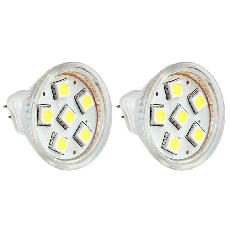

2X GU4 MR11 DC 12V 6 SMD 5050 LED Light Bulb 6000K - White