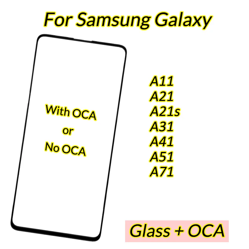 

10pcs For Samsung Galaxy A11 A21 A21s A31 A41 A51 A71 LCD Front Touch Screen Lens Glass With OCA Glue Panel Outer Display Lens