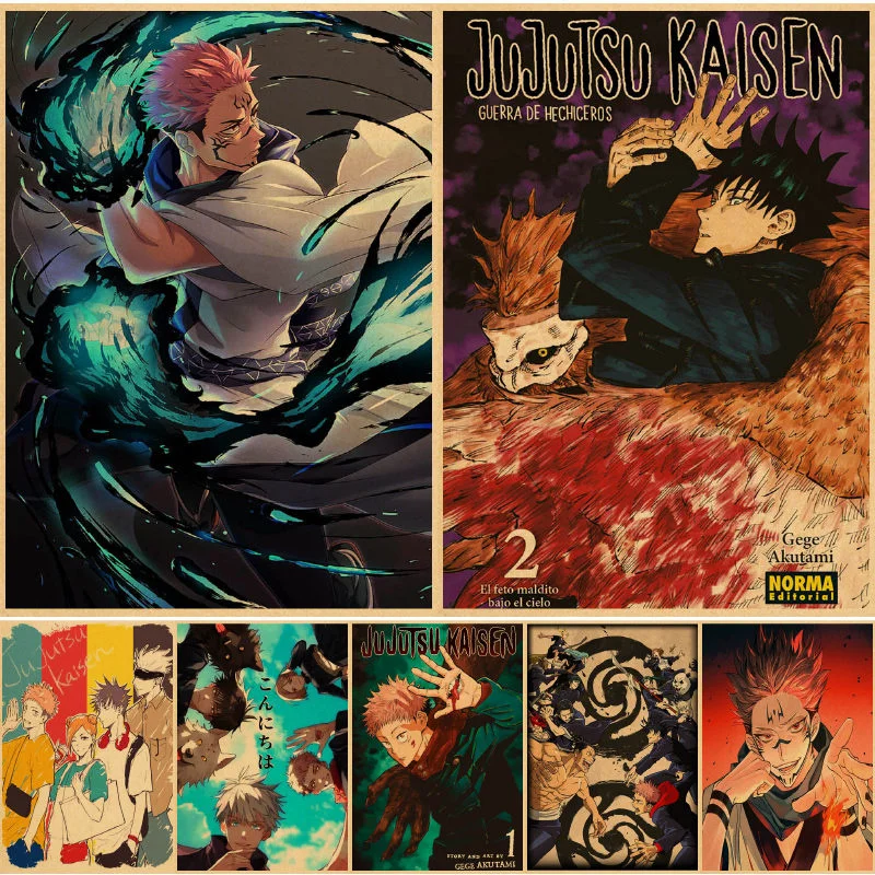 Настенные постеры juютсу Kaisen, настенные постеры с рисунком из аниме, украшение для спальни, настенные постеры в мусульманском стиле