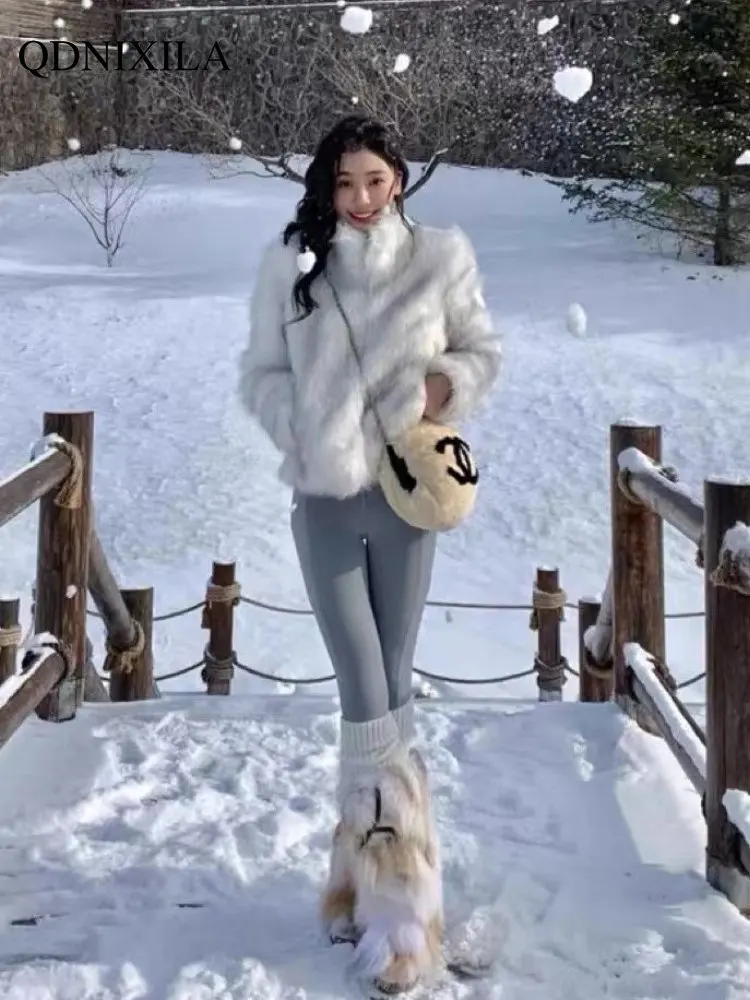 Winter Coat for Women 2022 Fox Fur Coat Women Short Thickened Wool Coat Environmental Protection Jacket Women Faux Fur Coat