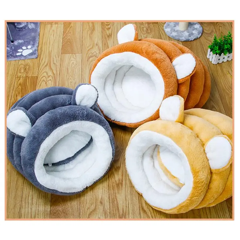 

Plush Cat Bed House Semi-closed Yurt Deep Sleep Beds for Cats Dogs Soft Warm Kitty Puppy Nest Basket With Mat Pet Accessories