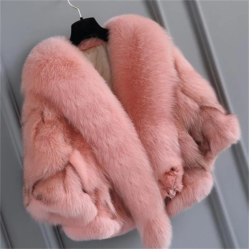 New Winter 100% Real Fox Fur Coat Genuine Fox Fur Natural Fur Short Cape Shawl Coat for Women Outdoor Fur Coat Luxury