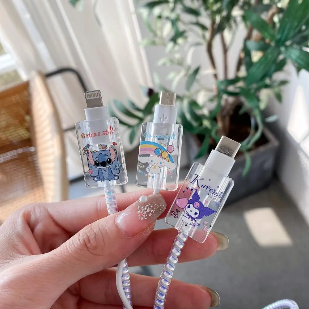 

Suitable for Apple Huawei Oppo Vivo Data Cable Sleeve Creative Transparent Cartoon Data Cable Protective Sleeve