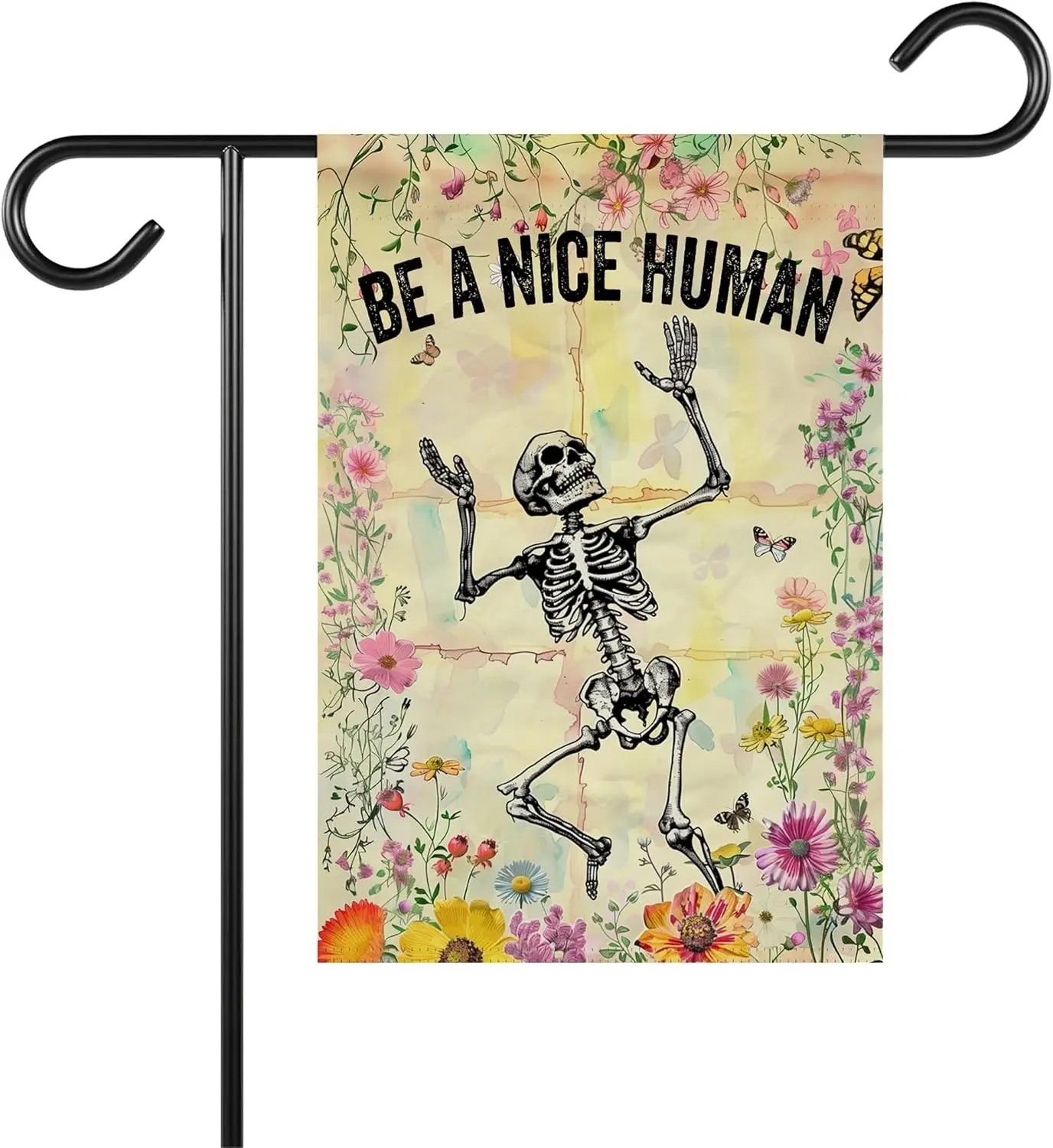 Be A Nice Human Garden Flag - Kindness Skeleton Positivity Вдохновляющий флаг Подарок для Fri