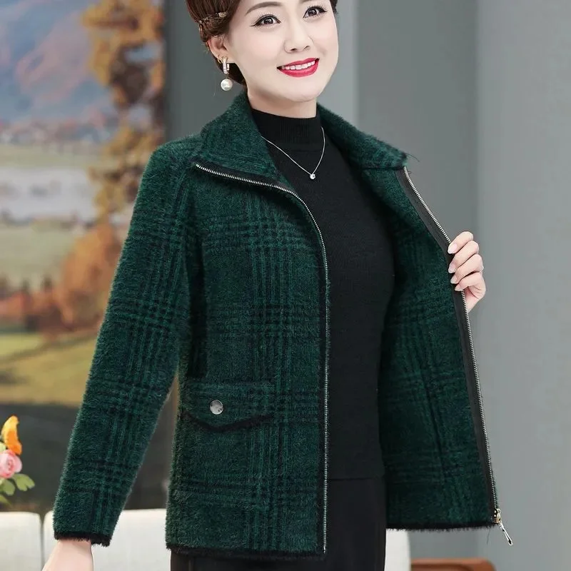 Свитер для мам женская короткая куртка из искусственной норки и бархата женский