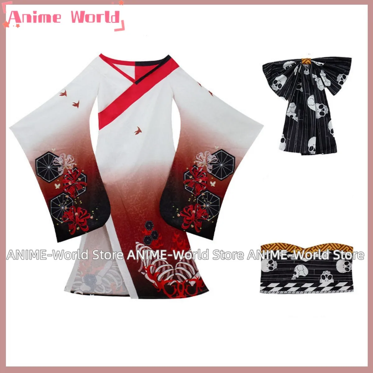 Аниме Makima Косплей Костюм Hyakkiyakou's Shutendoji японское кимоно халат парик женский