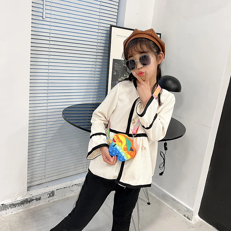 Cute Cartoon Horse Children Silica Gel Shoulder Bag Lovely Baby Girls Mini Messenger Bag Rainbow Boys Kids Coin Purse Handbags