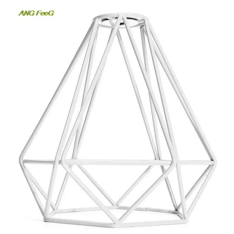 

Creative Iron Wire Cage Hanging Lamp Shade Pendant Light Chandelier Lampshade Lamps Covers Shades 20cm * 20cm Black White Gold