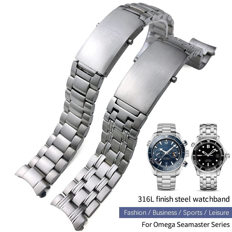 

Ремешок из нержавеющей стали 316L для часов Omega, 20 мм, серебристый ремешок для дайвера 300 м