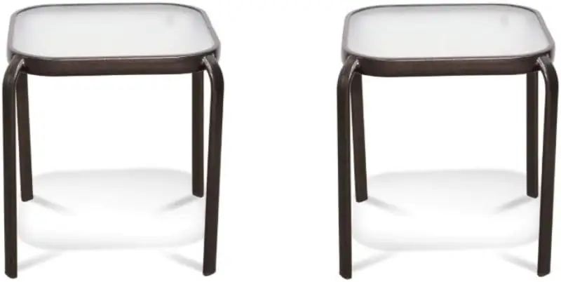 

End Table Never Rust Aluminum and Glass (2 Piece, Bronze)