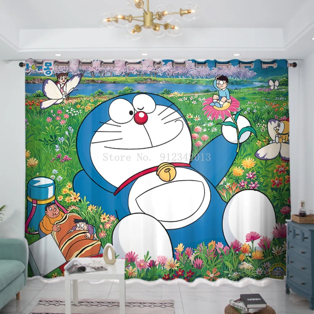 Симпатичные шторы Дораэмон для мальчиков детская комната гостиная кухня аниме