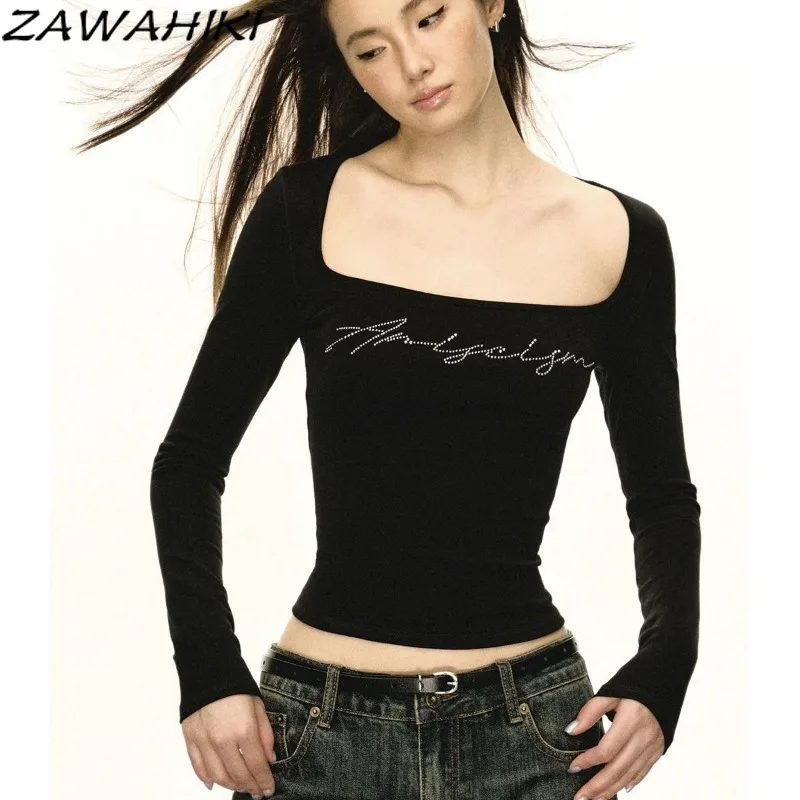 Y2K эстетичная тонкая шикарная Дизайнерская футболка с надписью женская