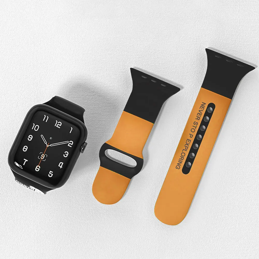 

Силиконовый ремешок для Apple watch band 44 мм 45 мм 42 мм, роскошный браслет для наручных часов 40 мм 38 мм 41 мм, correa iwatch series 6 5 4 3 SE 7
