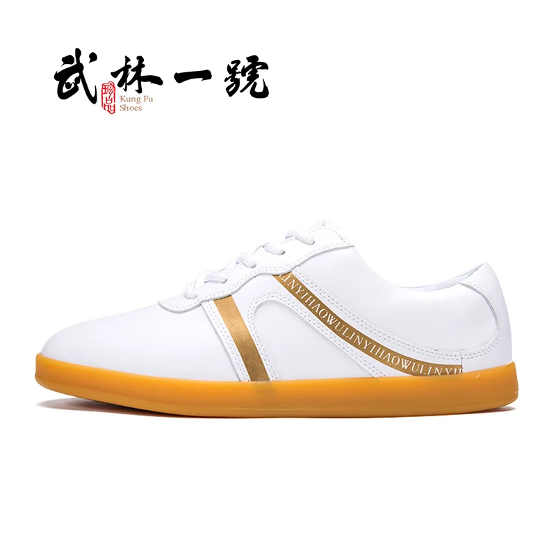 Leather Men Unisex Tai Chi Martial Arts Wushu Shoes Chinese Style Casual Workout Fitness Exercise Taewondo Karate Jogger Sneaker