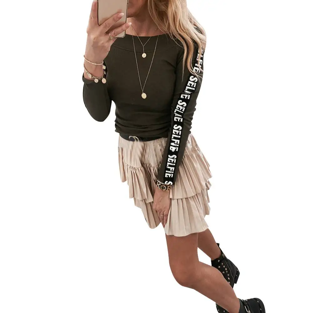 

2022 NEW Fashion Pastel Clothes Korean Womens Letters Print Long Sleeve T-shirts Ladies Pullover Jumper Tops T Shirts