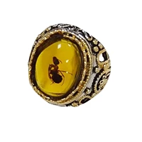 yellow ant amber ring handmade luxury cut hollow personality retro engagement jewelry gift women men womens chunky rings