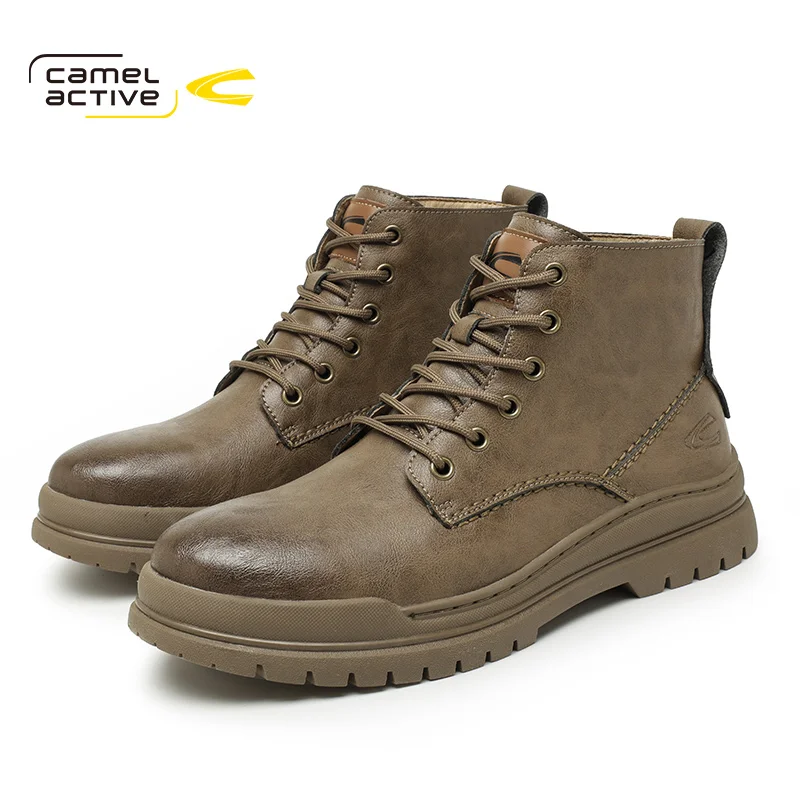 Camel Active New Autumn Winter Fashion Ankle Boots Comfortable Work Men PU Leather Shoes Outdoor Motorcycle DQ120183