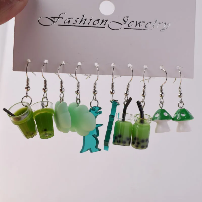 Novel Small Dinosaur Charms Earrings Fashion Pendant Jewelry Accessories Dangle Earrings for Women Girls Birthday Party Gifts