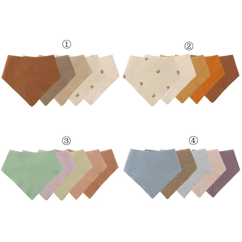

Y3NF 5Pcs Baby Infants Feeding Bib Soft Pure Cotton Bandana Muslin Absorbent Saliva Towel Toddler Scarf Newborn Burp Cloth Gifts