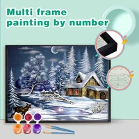 chenistory painting by numbers winter house scenery diy paint by numbers multi aluminium frame home decor wall picture for livin